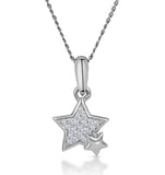 Diamond Duo Stars Stellato Necklace In 9k White Gold