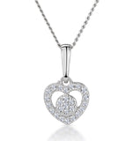 Diamond Heart And Circle Stellato Necklace In 9k White Gold