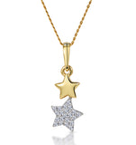 Diamond Dangling Stars Stellato Necklace In 9k Gold