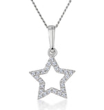 Stellato Diamond Star Necklace In 9k White Gold