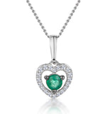 Stellato Emerald And Diamond Heart Necklace In 9k White Gold