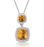1.12ct Citrine And Diamond Halo Stellato Necklace In 9k White Gold