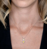 1.12ct Citrine And Diamond Halo Stellato Necklace In 9k White Gold