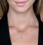 Pear Swiss Blue Topaz And Diamond Stellato Necklace In 9k White Gold