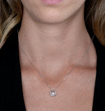 Pearl And Diamond Circle Stellato Necklace In 9k White Gold
