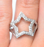 Diamond 0.20ct 9k White Gold Star Ring - E5808