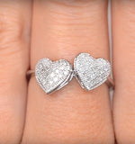 Diamond 0.17ct 9k White Gold 2 Hearts Ring