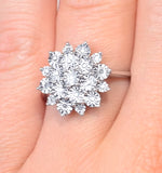 Diamond 0.10ct 9k White Gold Large Cluster Ring - E5888