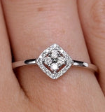 Stellato Champagne Halo Diamond Ring 0.15ct In 9k White Gold