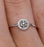 Stellato Champagne Diamond Halo Ring 0.16ct In 9k White Gold