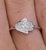 Stellato Collection Hamsa Diamond Ring 0.09ct In 9k White Gold