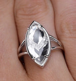 Stellato Collection White Topaz And Diamond Ring In 9k White Gold