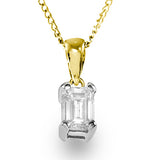Alice Emerald Cut 18k Gold Diamond Pendant Necklace 0.33ct H/si