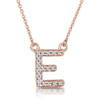 Initial 'e' Necklace Diamond Encrusted Pave Set In 9k Rose Gold