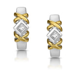 0.15ct Diamond Crossover Huggy Earrings In 2 Tone Gold