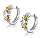 0.15ct Diamond Crossover Huggy Earrings In 2 Tone Gold