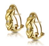 Three Stone Diamond Studded Huggy Earrings In 9k Gold