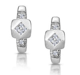 Chic Diamond Design Huggy Earrings In 9k White Gold