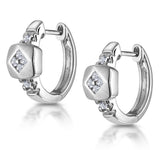 Chic Diamond Design Huggy Earrings In 9k White Gold