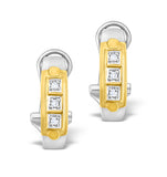 9k Two Tone Diamond Huggy Earrings