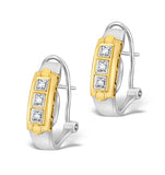 9k Two Tone Diamond Huggy Earrings