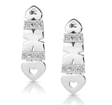 Diamond Pave Hearts And Kisses Earrings In 9k White Gold