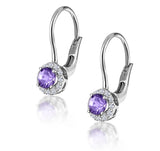 Amethyst 0.57ct And Diamond 9k White Gold Earrings