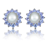Tanzanite And Pearl 9k White Gold Earrings