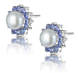 Tanzanite And Pearl 9k White Gold Earrings