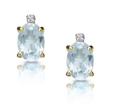 Aquamarine 0.80ct And Diamond 9k Yellow Gold Earrings