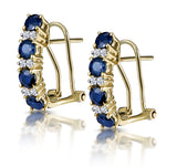 Sapphire 1.45ct And Diamond 9k Yellow Gold Earrings