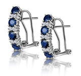 Sapphire 1.45ct And Diamond 9k White Gold Earrings