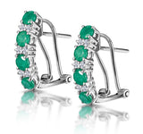 Emerald 1.10ct And Diamond 9k White Gold Earrings