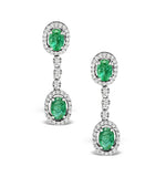 Emerald 4 X 6mm And Diamond 9k White Gold Earrings  H4482