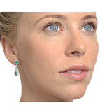 Emerald 4 X 6mm And Diamond 9k White Gold Earrings  H4482