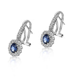 0.83ct Sapphire 0.13ct Diamond And 9k White Gold Earrings -  H4555