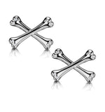 0.06ct Diamond And 9k White Gold Crossbone Earrings