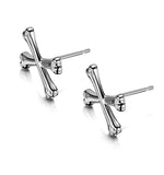 0.06ct Diamond And 9k White Gold Crossbone Earrings