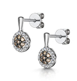 Stellato Champagne Diamond Halo Earrings 0.27ct In 9k White Gold