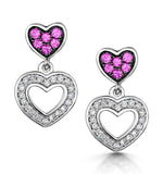 Pink Sapphire And Diamond Stellato Heart Earrings In 9k White Gold