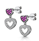 Pink Sapphire And Diamond Stellato Heart Earrings In 9k White Gold