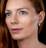 7.5mm Pearl Blue Topaz And Diamond Stellato Earrings In 9k White Gold