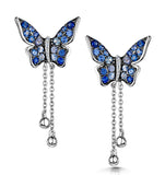 Stellato Collection Sapphire Butterfly Diamond Earrings 9k White Gold