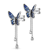 Stellato Collection Sapphire Butterfly Diamond Earrings 9k White Gold