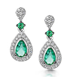 Stellato Collection Emerald And Diamond Earrings 0.18ct 9k White Gold