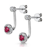Stellato Collection Ruby And Diamond Earrings 0.12ct In 9k White Gold