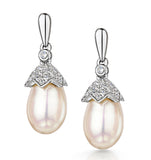 Stellato Pearl And Diamond Earrings 0.12ct In 9k White Gold  H4501