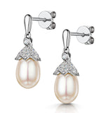 Stellato Pearl And Diamond Earrings 0.12ct In 9k White Gold  H4501