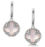 Rose Quartz And Diamond Stellato Earrings 0.36ct In 9k White Gold
