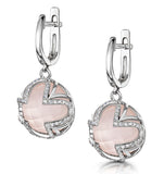 Rose Quartz And Diamond Stellato Earrings 0.36ct In 9k White Gold